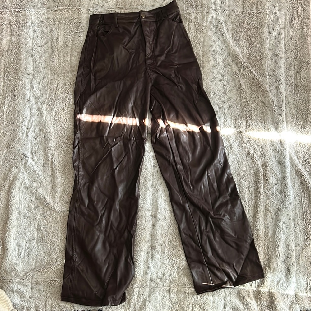 Brown leather trousers